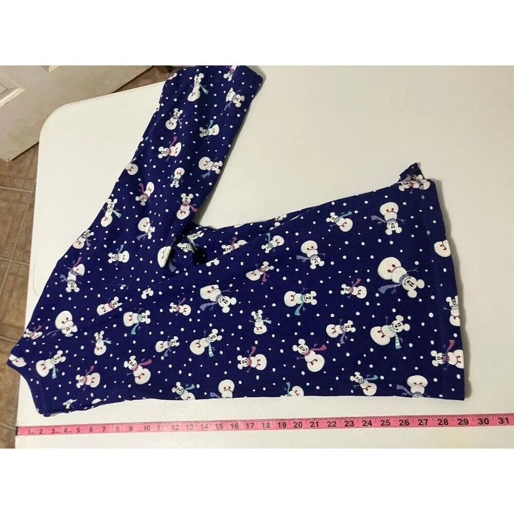 Disney Store Women’s  L/XL Blue Thermal Mickey Mouse Snowman Pajama Top Only NWT - Picture 5 of 6